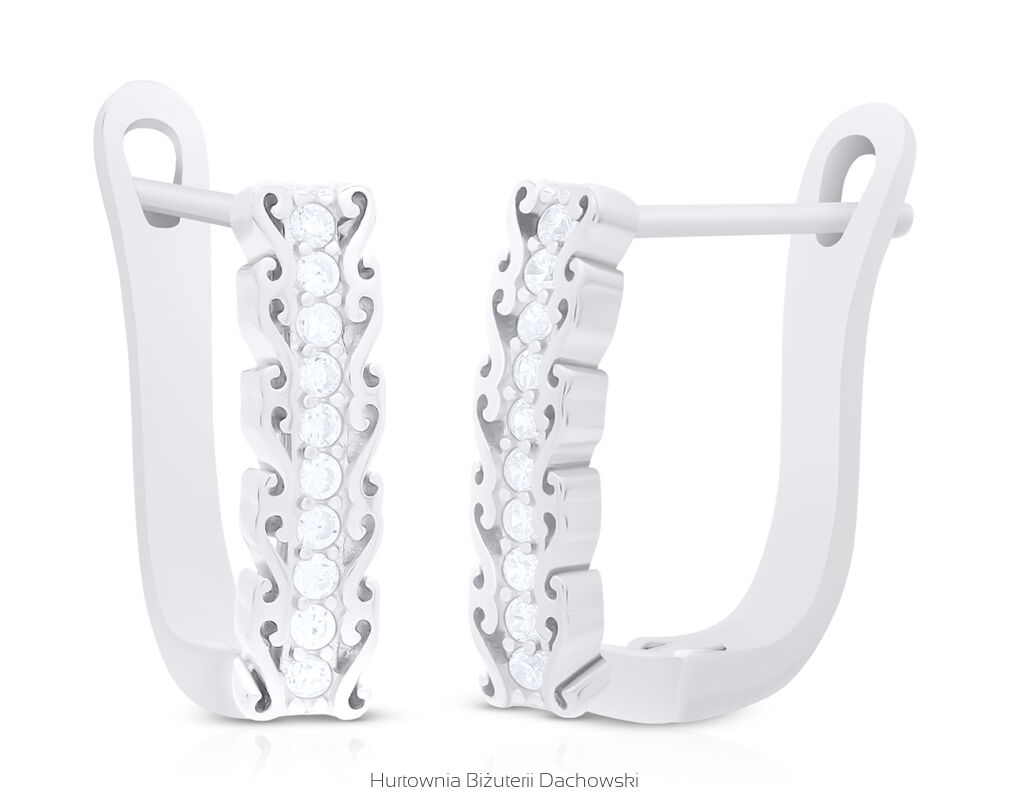 Kolczyki srebrne angielskie z cyrkoniami pr.925