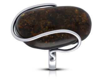 Pierścionek srebrny z bursztynem naturalnym pr.925 - 2