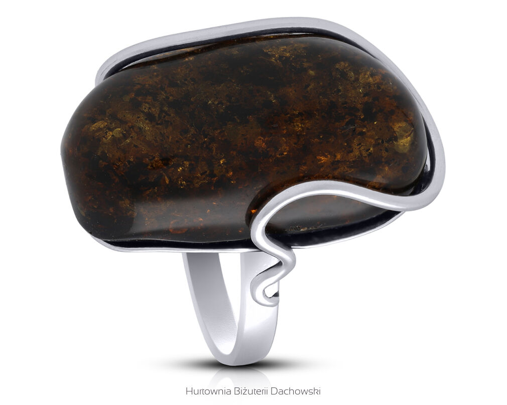 Pierścionek srebrny z bursztynem naturalnym pr.925