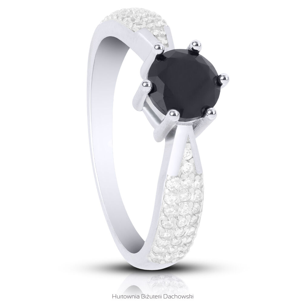 Srebrny pierścionek 925 bogato zdobiony cyrkoniami