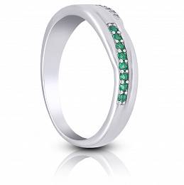 Srebrny pierścionek z zielonymi kamieniami