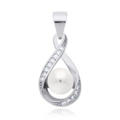 Zawieszka srebrna 925 z perłą i cyrkoniami