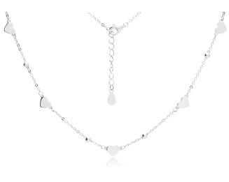 Naszyjnik srebrny z gładkimi sercami pr.925 - 2