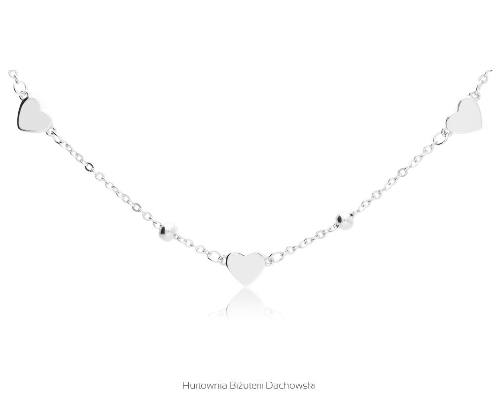 Naszyjnik srebrny z gładkimi sercami pr.925