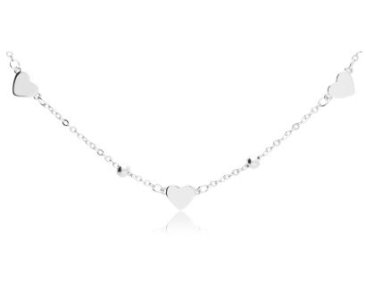 Naszyjnik srebrny z gładkimi sercami pr.925