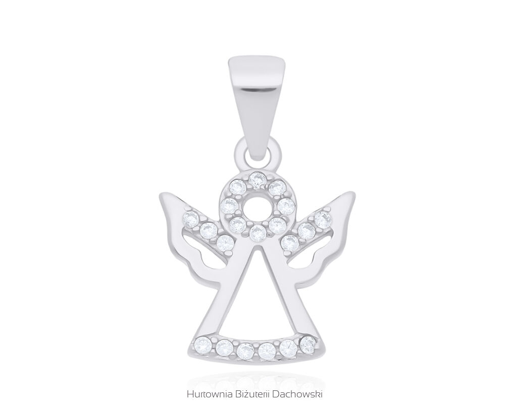 Zawieszka srebrna Aniołek z cyrkoniami pr.925