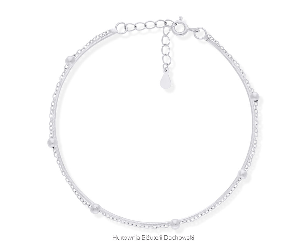 Bransoletka srebrna podwójna gładkie kulki pr.925