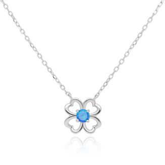 Naszyjnik srebrny opal w koniczynce pr.925 - 2