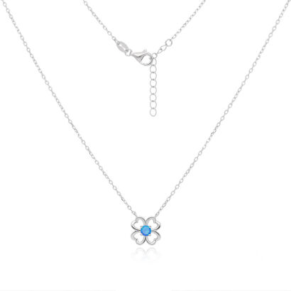Naszyjnik srebrny opal w koniczynce pr.925
