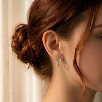 Kolczyki złote 585 koła dwukolorowe - 2