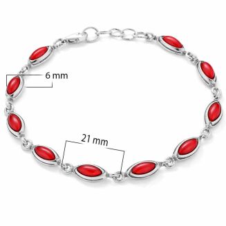Bransoletka srebrna 925 z koralem smukłe oczka - 3