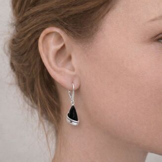 Kolczyki srebrne 925 z czarnym onyksem nowoczesne - 2