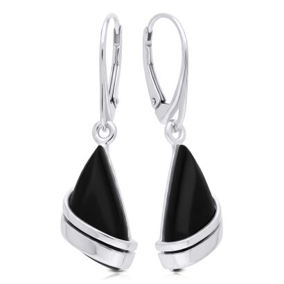 Kolczyki srebrne 925 z czarnym onyksem nowoczesne