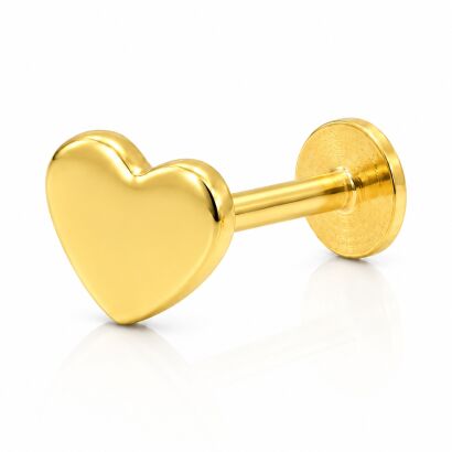 Kolczyk srebrny pozłacany piercing serce pr.925