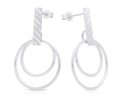 Kolczyki srebrne sztyfty wiszące diamentowane