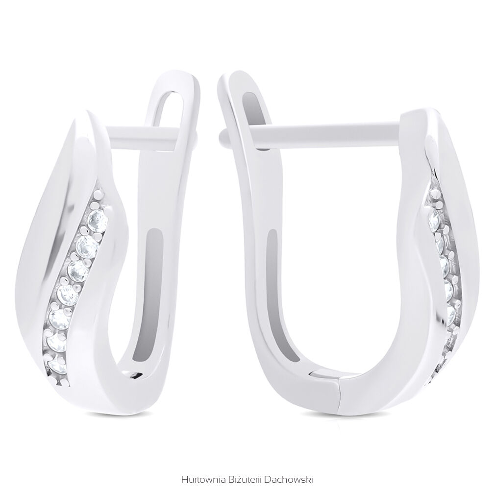 Kolczyki srebrne z cyrkoniami angielskie zapięcie
