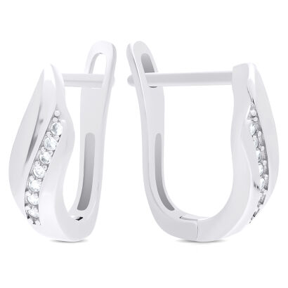 Kolczyki srebrne z cyrkoniami angielskie zapięcie