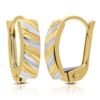 Kolczyki złote 585 dwukolorowe z ukośnym wzorem