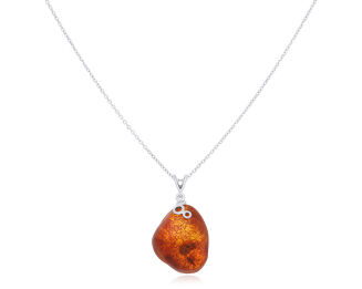 Zawieszka srebrna z bursztynem naturalnym pr.925 - 2
