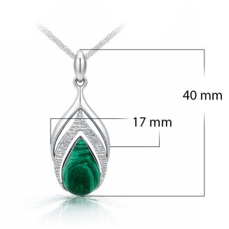 Kolczyki srebrne 925 z malachitem wiszące - 3