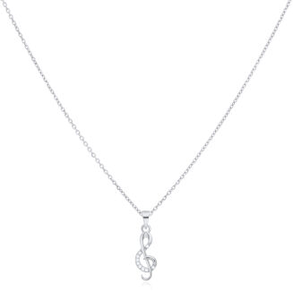 Zawieszka srebrna klucz wiolinowy z cyrkoniami - 2