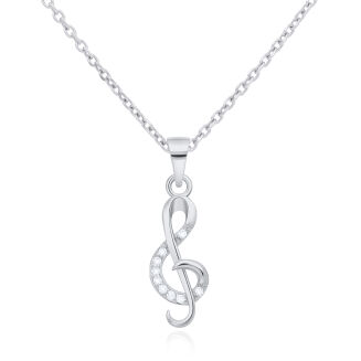 Zawieszka srebrna klucz wiolinowy z cyrkoniami - 3