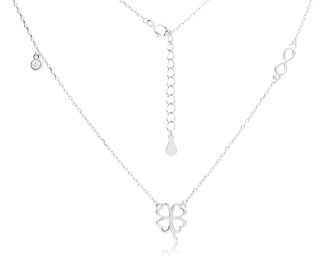 Naszyjnik srebrny z koniczyną i infinity cyrkonia - 2
