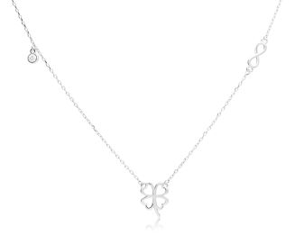 Naszyjnik srebrny z koniczyną i infinity cyrkonia - 3