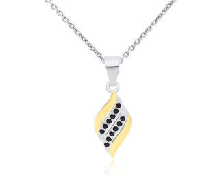 Zawieszka srebrna pozłacana z czarnymi cyrkoniami - 3