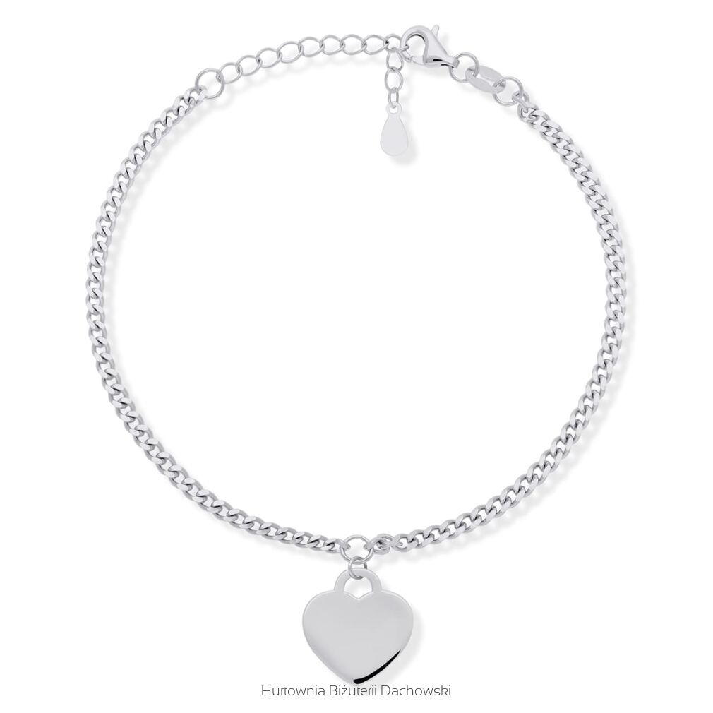 Bransoletka srebrna 925 serce z grawerem
