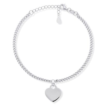 Bransoletka srebrna 925 serce z grawerem