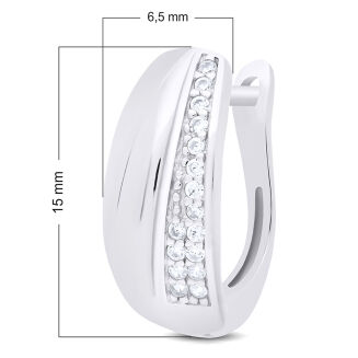 Kolczyki srebrne angielskie szerokie z cyrkoniami - 2