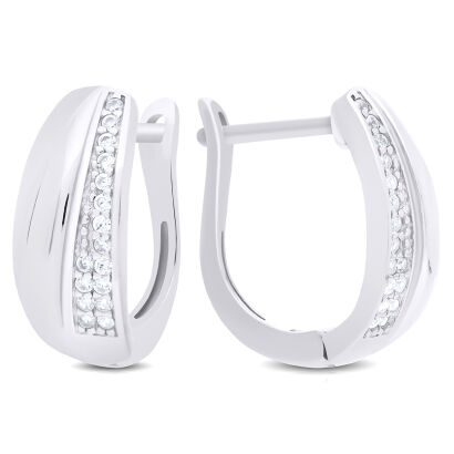 Kolczyki srebrne angielskie szerokie z cyrkoniami