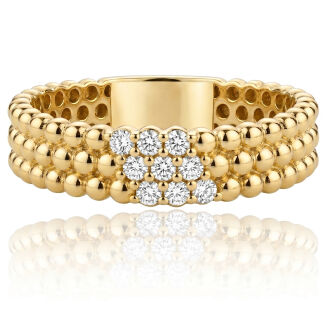 Złoty pierścionek 585 z cyrkoniami pavé kulkowy  - 3