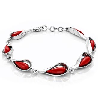 Bransoletka srebrna 925 z koralem regulowana - 4