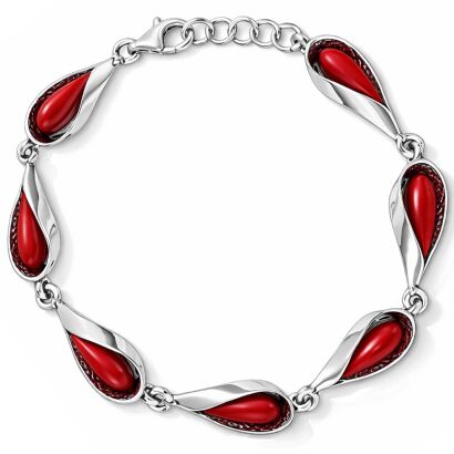 Bransoletka srebrna 925 z koralem regulowana